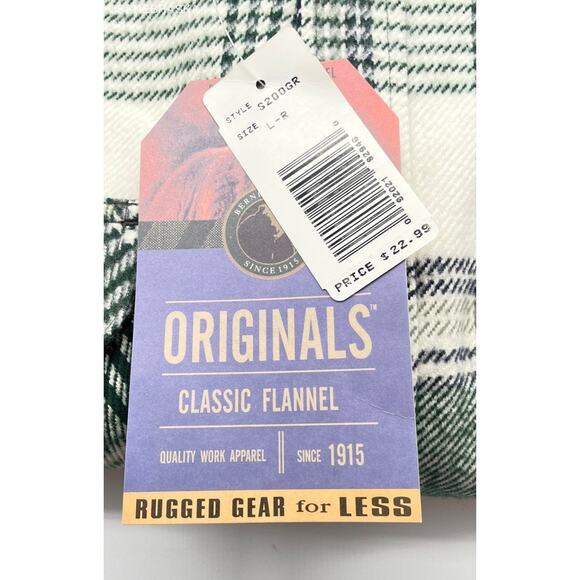 Oversized Green and White Plaid Flannel Men's Shirt, Large - Picture 3 of 9